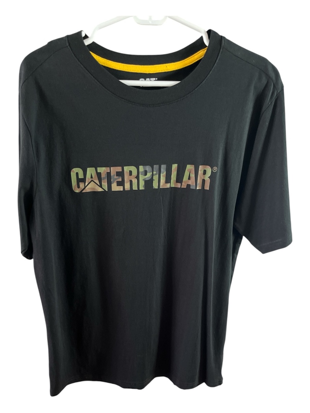 CAT Caterpillar Men’s Black Camouflage Graphic Logo T-Shirt - Size L